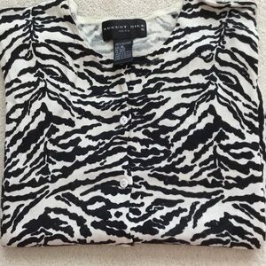 100% silk Black & White Zebra Print Cardigan